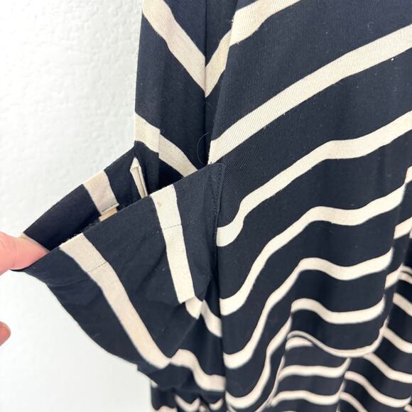 Alembika Womens Tunic Top Size M Lagenlook Striped Flowy Long Black Tan - Picture 5 of 9